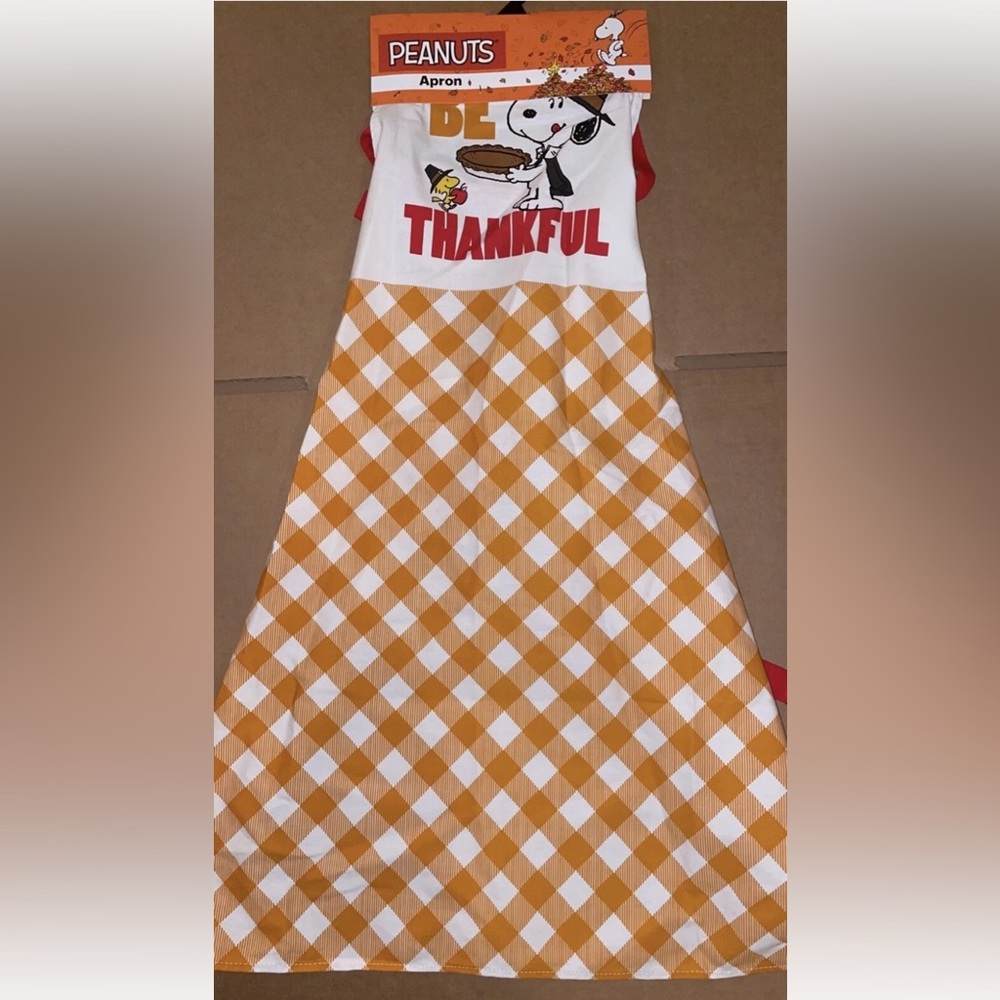 Peanuts Thankful Apron - Orange and White